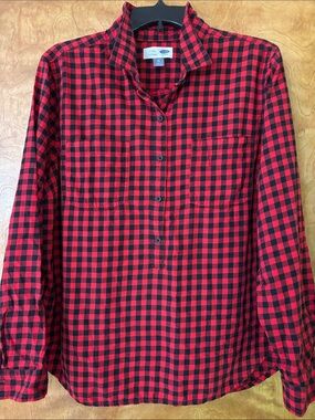 Old Navy Red and Black Buffalo Plaid Button-Down Shirt